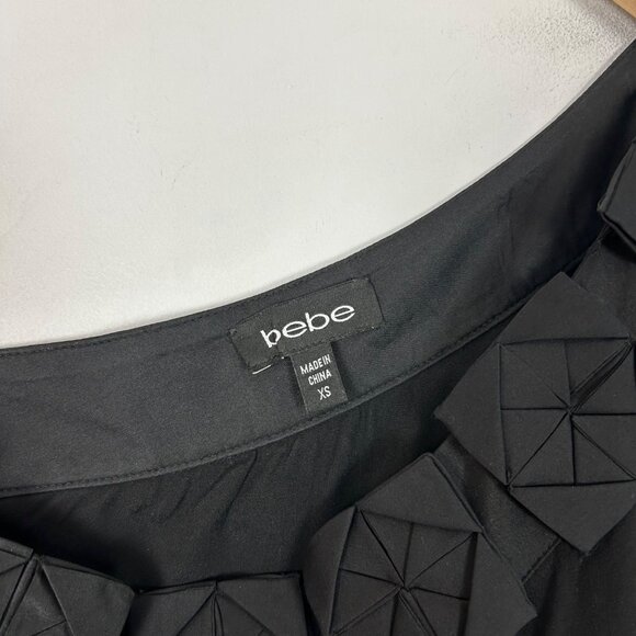 Y2K Bebe One Shoulder Silk Mini Dress Flowy Whimsical Dark Size 2 Women's - Picture 5 of 5